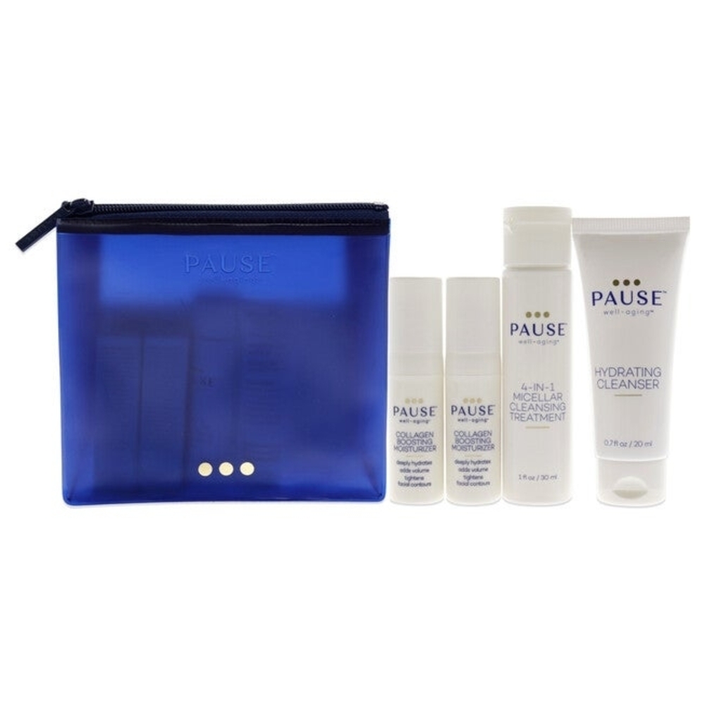 NWT Pause Discovery Well Aging Skincare Set with Pouch 4 In 1 Micellar Cleansing